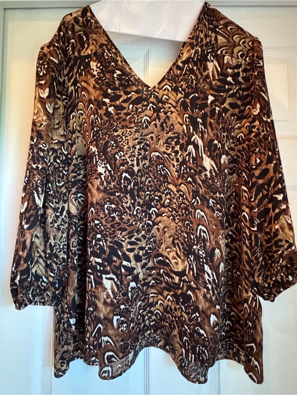 Women's V-Neck Animal Print Blouse